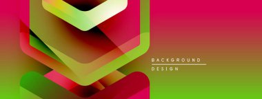 Soyut geometrik şekiller canlı renkleri harmanlarlar. Gradyan geçişler dinamik görsel efekt yaratır. Arka planlar için modern tasarım ögesi.