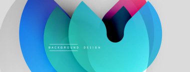 Soyut renkli katmanlar dinamik görsel efekt yaratır. Gradyan daireler modern tasarım elementini oluşturur. Minimalist stil.