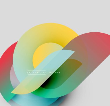 Soyut renkli örtüşen şekiller dinamik görsel efekt yaratır. Modern tasarım, düz eğimler, parlak renkler..