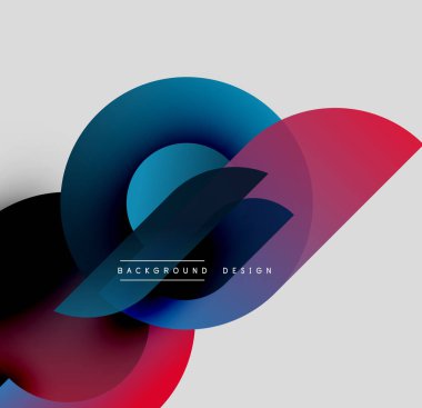 Soyut çakışan çemberler dinamik görüntüler yaratır. Gradyan renkler harmanlanarak modern arkaplan tasarımı oluşturur. Minimalist estetik, temiz çizgiler mevcut.