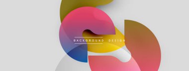 Soyut renkli örtüşen şekiller dinamik görsellik yaratır. Modern tasarım elementleri yenilik, akıcılık ve enerji öneriyor. Arkaplan eğimleri, satırlar.