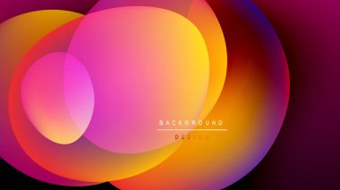 Soyut renkli çakışan daireler. Canlı gradyanlar dinamik görsel efekt yaratır. Arka planlar için modern tasarım ögesi.
