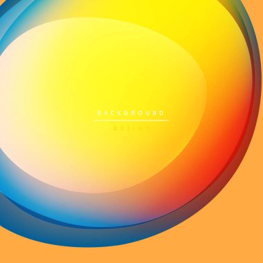 Soyut, enerjik bir arkaplan. Pürüzsüz renk eğimleri sarı, turuncu ve mavi renkleri harmanlıyor. Dijital projeler için modern tasarım ögesi.