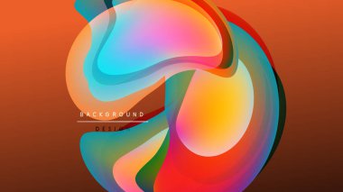 Soyut sıvı şekilleri canlı renkleri harmanlar. Dinamik bileşim modern görsel etki yaratır. Arkaplan karanlık, parlak formlar zıt..