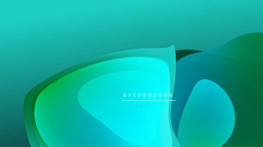 Soyut sıvı şekiller, canlı turkuaz, zümrüt renkler koyu arkaplana karışıyor. Modern tasarım ögesi, pürüzsüz gradyanlar.