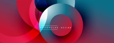 Soyut renkli çemberler çakışıyor. Gradyan gölgeler dinamik görsel efekt yaratır. Arkaplan ve afişler için modern tasarım ögesi.