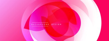 Soyut pembe tasarım. Üst üste binen daireler dinamik görsel efekt yaratır. Modern gradyan arkaplan, dijital projeler için uygun.