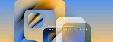 Soyut geometrik şekiller, yumuşak eğimler, mavi, turuncu renkler. Modern tasarım elementleri katmanlı görsel efekt yaratır. Minimalist stil.