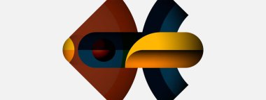 Soyut şekiller örtüşür, dinamik bileşim yaratır. Sıcak renkler serin renkleri karşılar. Minimalist tasarım modern estetiği çağrıştırıyor.