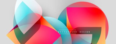 Soyut şekiller örtüşür, canlı renk karışımları yaratır. Modern tasarım pürüzsüz eğimlere ve dinamik bileşimlere sahiptir. Mevcut en küçük metin.