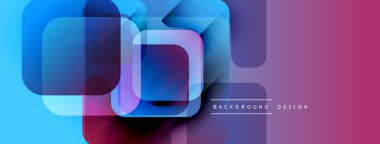 Soyut geometrik şekiller örtüşür, parlak mavi ve mor renkler yaratır. Pankartlar, başlıklar, arkaplanlar için modern tasarım ögesi.