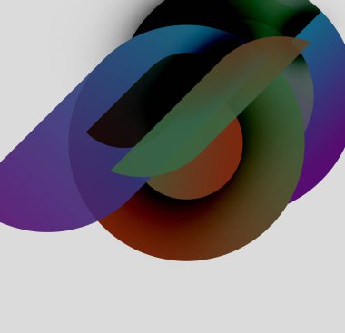 Soyut şekiller örtüşür, canlı renk karışımları yaratır. Yumuşak eğimler hareketi, derinliği, modern tasarımı, estetiği akla getiriyor.