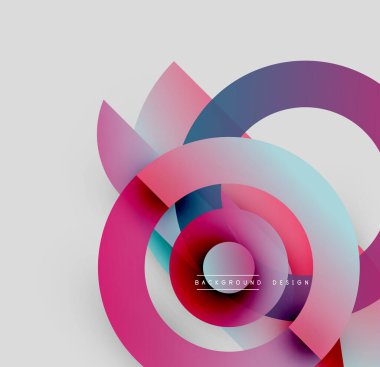 Soyut renkli katmanlar dinamik dairesel bileşim yaratır. Gradyan gölgeler harmanlanarak modern görsel efekt oluşturur. Minimalist tasarım.