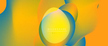 Soyut sıvı şekiller, canlı renklerin karışımı. Sarılar, portakallar, maviler dinamik arka plan tasarımı yaratır. Modern estetik, pürüzsüz eğimler sunar.
