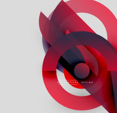 Soyut kırmızı tasarım, üst üste binen daireler, gradyanlar. Modern kompozisyon dinamik görsel etki yaratır. Minimalist stil, temiz hatlar.