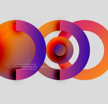 Soyut daireler örtüşür, canlı renkler harmanlanır. Modern tasarım gradyan gölgeler, metin arkaplan tasarımı içerir. Minimalist kompozisyon, dinamik görsel etki.