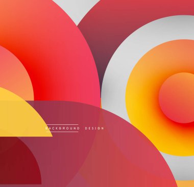 Soyut geometrik şekiller çakışıyor. Sıcak renkler baskın gelir, dinamik görsel efekt yaratır. Modern tasarım elemanları.