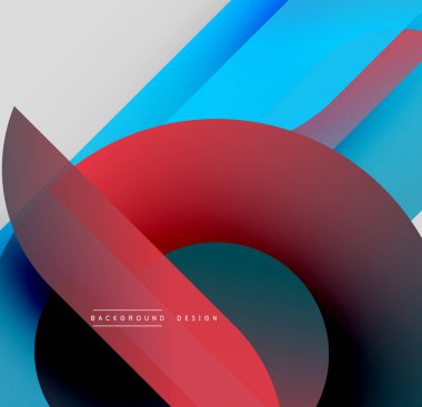 Soyut kompozisyon. Üst üste binen şekiller dinamik görsel efekt yaratır. Renkler harmanlanır, modern tasarımı oluşturur. Yumuşak eğimler mevcut derinlik.