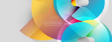 Soyut renkli şekiller örtüşür, dinamik görsel efekt yaratır. Gradyan renkleri pürüzsüz, modern tasarım ögesine karışıyor.