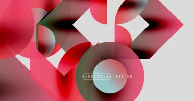 Soyut geometrik şekiller, canlı pembeler, kompozisyona beyazlar hükmediyor. Dairesel biçimler kesişiyor, dinamik görsel etki yaratıyor. Modern tasarım.