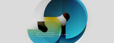 Soyut tasarım özellikleri üst üste binen daireler, gradyanlar. Mavi, yeşil, beyaz renkler modern görsel efektler yaratır. Metin arkaplan tasarımı okur.