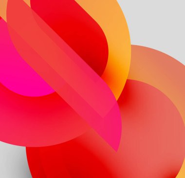 Soyut, enerjik şekiller çakışıyor. Sıcak renkler baskın gelir, dinamik görsel deneyimler yaratır. Yumuşak eğimler pürüzsüz geçişler sunar.