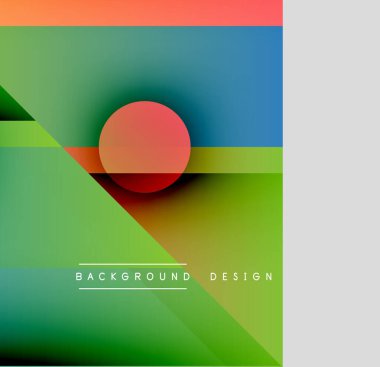 Soyut geometrik bileşim. Canlı renkler harmanlanır, modern görsel deneyim yaratır. Şekiller çakışıyor, dinamik tasarım oluşturuyor.