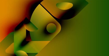 Akan şekillerin, sıcak renklerin serin tonlara karıştığı soyut kompozisyon. Dinamik tasarım hareketi çağrıştırıyor, derinliği.