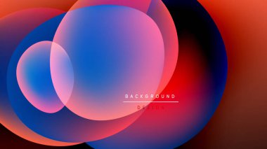 Soyut renkli çakışan daireler. Canlı gradyanlar dinamik görsel efekt yaratır. Modern tasarım arka planlar için uygun.
