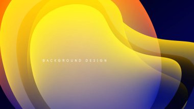 Soyut sıvı şekilleri, canlı gradyanlar. Sarı, turuncu, mavi renkler koyu arkaplanda kusursuz bir şekilde harmanlanır. Modern tasarım ögesi.