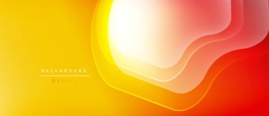 Soyut eğim arkaplanı. Sarı, turuncu, kırmızı renkler düzgün bir şekilde harmanlanır. Dalgalı katmanlar dinamik görsel efekt yaratır. Minimalist tasarım.