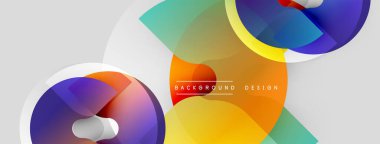 Soyut şekiller örtüşüyor, canlı renk değişimleri yaratıyor. Modern tasarım pürüzsüz geçişler, açık gölgeler, gri zemin.