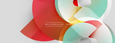 Soyut geometrik şekiller örtüşüyor, canlı renk eğimleri yaratıyor. Modern tasarım elementleri dinamik bileşimi, pürüzsüz geçişleri önerir.