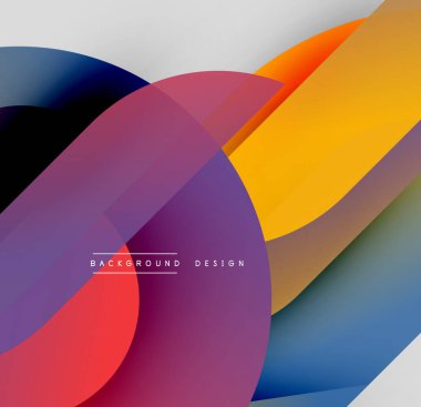 Soyut renkli şekiller dinamik görsel efektler yaratır. Modern tasarım gradyan, canlı renkler, pürüzsüz geçişler kullanır.