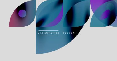 Soyut şekiller örtüşüyor, canlı renk değişimleri yaratıyor. Modern tasarım elementleri akıcılık, derinlik ve görsel uyumu önerir.