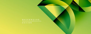 Soyut geometrik tasarım. Gradyan gölgeler dinamik görsel efekt yaratır. Sarı, yeşil renkler kompozisyona hakim. Modern arkaplan dokusu.