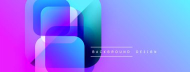 Soyut geometrik şekiller örtüşür, canlı bir değişim etkisi yaratır. Pembe, mavi renkler tasarıma egemen, modern estetik.