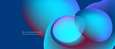 Soyut mavi arkaplan özellikleri üst üste biniyor. Canlı gradyanlar dinamik görsel efekt yaratır. Dijital projeler için modern tasarım.