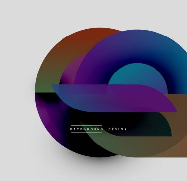 Soyut dairesel tasarım. Üst üste binen şekiller dinamik görsel efekt yaratır. Gradyan renkler pürüzsüz, modern estetik.
