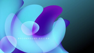 Soyut sıvı şekilleri, canlı maviler, morlar. Gradyan arka plan dinamik görsel efekt yaratır. Modern tasarım ögesi.