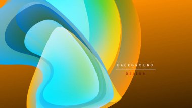 Soyut akışkan şekiller, canlı renklerin karışımı. Siyah arkaplan üzerinde turuncu, mavi, yeşil gradyanlar. Modern tasarım ögesi.