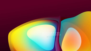 Soyut renkli katmanlar dinamik arkaplan yaratır. Canlı gradyanlar harmanlanır, akışkan şekiller oluşturulur, modern tasarım ögesi.