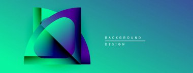 Soyut geometrik katmanlar canlı bir değişim etkisi yaratır. Turkuaz, mavi, mor renkler kusursuz bir şekilde harmanlanır. Modern tasarım ögesi.