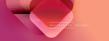 Soyut gradyan şekiller çakışıyor, dinamik görsel etki yaratıyor. Sıcak renkler kompozisyona hakim, modern estetik.