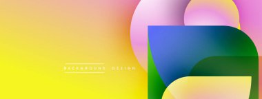 Soyut renkli arkaplan. Üst üste binen şekiller dinamik görsel efekt yaratır. Kademeli geçişler sıcak ve serin tonlarda sunar. Modern tasarım ögesi.