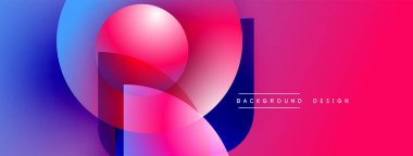 Soyut şekiller canlı mavileri, pembeleri, morları harmanlıyor. Gradyan renkler dinamik görsel efekt yaratır. Modern tasarım elementleri temiz estetik sunar.