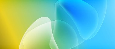 Soyut gradyanlar sarı, yeşil ve mavi renkleri harmanlarlar. Yumuşak şekiller örtüşür ve parlak bir etki yaratır. Yumuşak geçişler kompozisyona hakim..