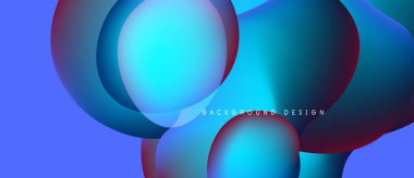 Soyut sıvı şekilleri örtüşür, parlak mavi ve mor renkler yaratır. Modern tasarım, hareket, derinlik ve görsel ilgiyi çağrıştırıyor. Arkaplan özellikleri metin.