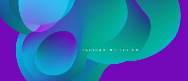 Soyut sıvı şekilleri canlı mavileri, morları, yeşillikleri harmanlıyor. Gradyan renkler dinamik arkaplan tasarımı yaratır. Modern estetik.