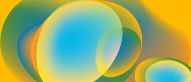 Üst üste binen renkli daireler içeren soyut bir kompozisyon. Renkler karışıyor ve canlı bir görsel etki yaratıyor. Düz geçişler tasarıma hükmediyor.